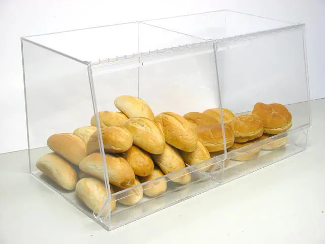 Alt view image 4 of 4 - Bulk Bread Storage Display Case 2 Containers for Deli or Convenience Stores, Bakery Sandwich Pastry Donut or bagel with removable crumb cleanout