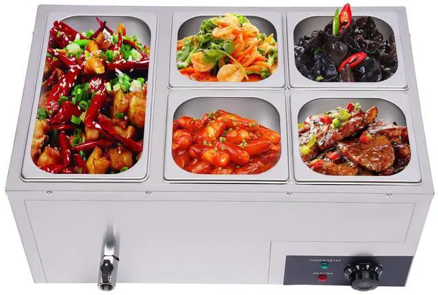 Main image of Commercial Bain Marie Food Warmer 5-Pan 600W Electric Countertop Food Warmer 20.2Qt(19L) Large Capacity Stainless Steel Steam Table for Restaurants, Snack Bars, Catering, Buffets