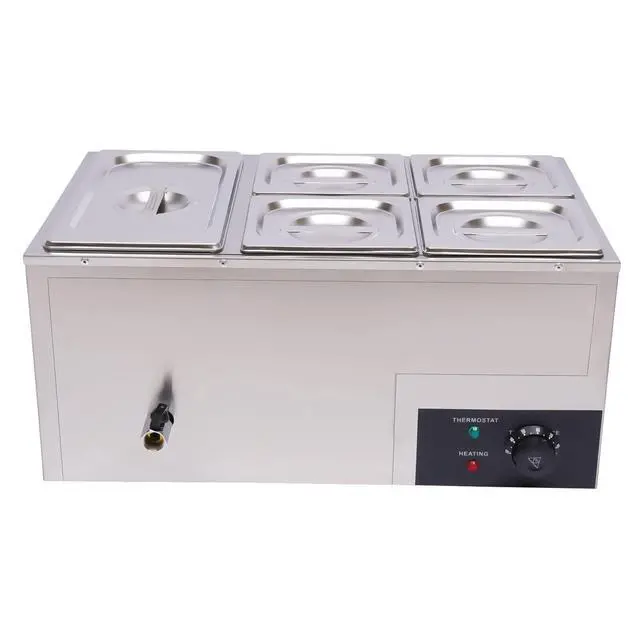 Alt view image 2 of 6 - Commercial Bain Marie Food Warmer 5-Pan 600W Electric Countertop Food Warmer 20.2Qt(19L) Large Capacity Stainless Steel Steam Table for Restaurants, Snack Bars, Catering, Buffets