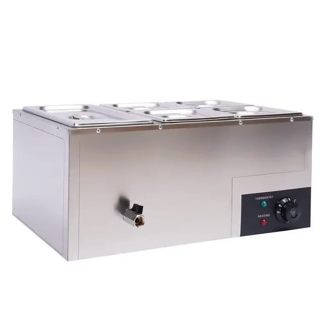 Alt view image 3 of 6 - Commercial Bain Marie Food Warmer 5-Pan 600W Electric Countertop Food Warmer 20.2Qt(19L) Large Capacity Stainless Steel Steam Table for Restaurants, Snack Bars, Catering, Buffets