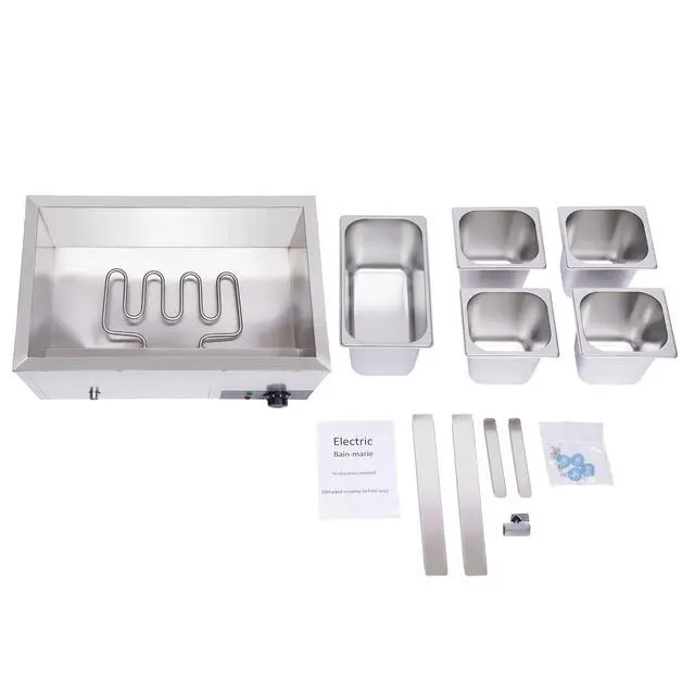 Alt view image 4 of 6 - Commercial Bain Marie Food Warmer 5-Pan 600W Electric Countertop Food Warmer 20.2Qt(19L) Large Capacity Stainless Steel Steam Table for Restaurants, Snack Bars, Catering, Buffets