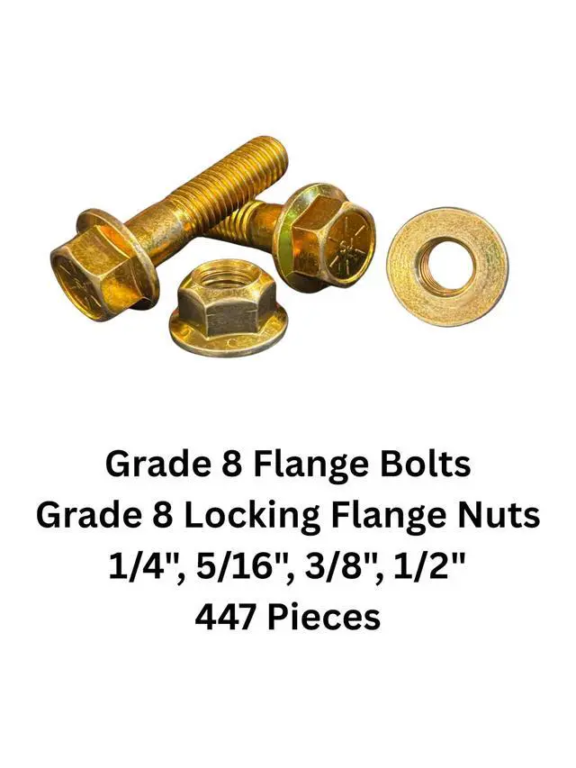 Alt view image 4 of 6 - Grade 8 Hex Cap Flange Frame Bolt Zinc Yellow Trivalent & Locking Flange Nuts Assortment Kit - 447 Pieces