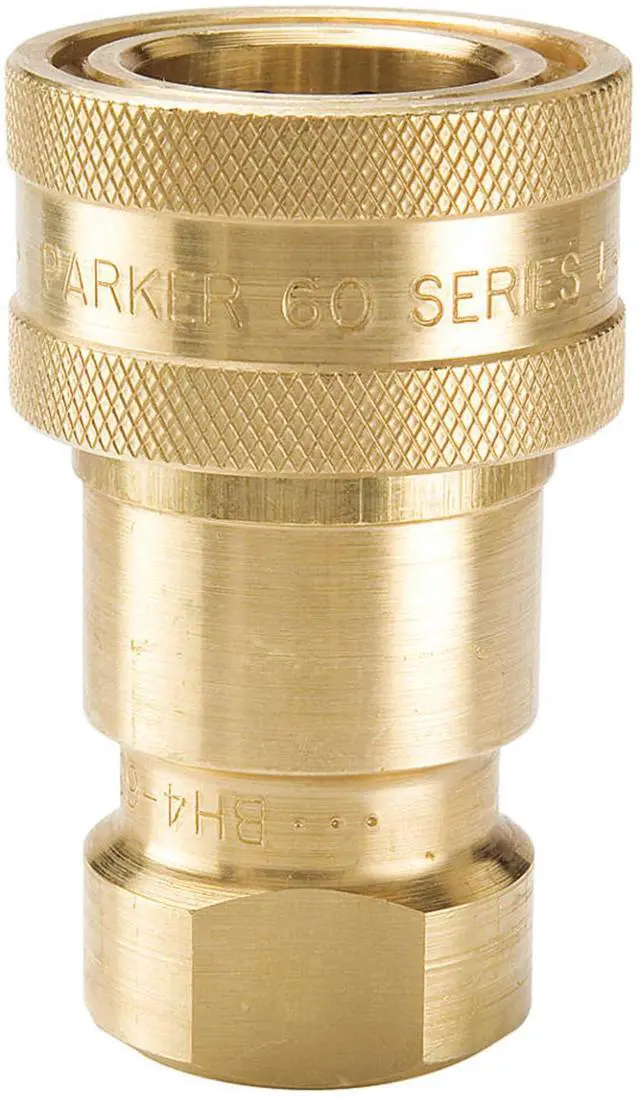 Main image of BH8-60 Series 60 Brass Multi-Purpose Quick Coupler with Female Pipe Thread, ISO 7241 Series B Interchange, Poppet Valve, 1" Body Size, 1"-11 1/2 NPTF Thread, 4.18" Length