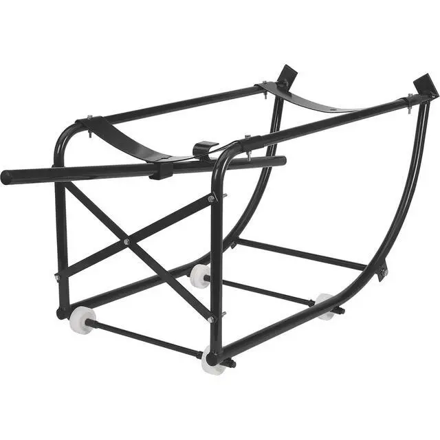 Alt view image 2 of 2 - Steel Drum Cradle (55-Gallon, 600-Lb Capacity) 55 Gallon Drum Stand Powder-Coated Steel Construction, Retractable Tipping Lever, Easy Loading and Unloading, Oil Drum Rack 55gal Drum