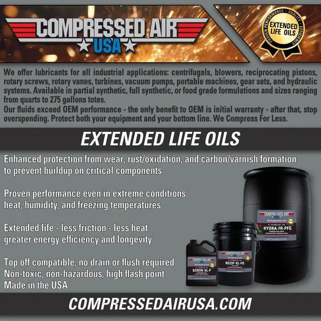Alt view image 2 of 6 - Standard 4000 Hour Rotary Screw Air Compressor Lubricating Oil - CompressedAirUSA - XL - Extended Life Oils (1 Gallon)