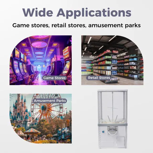 Alt view image 3 of 6 - 25-Cent Vending Machines, Coin Operated Commercial Large Capacity Gumball Machine Commercial Mini Dispenser Prize Machine for Game Stores Retail Stores & Amusement Parks (White)