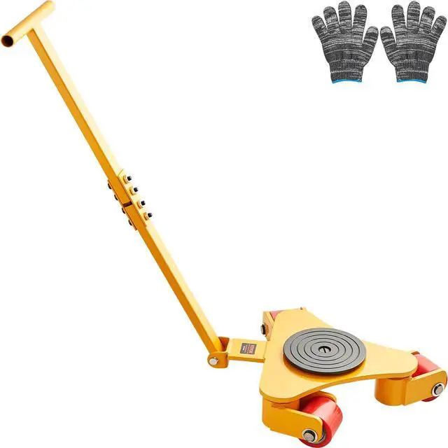 Main image of Machinery Skate Dolly, 6614 LBS/3T Industrial Machinery Mover with Handle, Carbon Steel Machinery Moving Skate with 3 360° Swivel PU Wheels, 360° Rotation Non-Slip Cap for Warehouse, Workshop