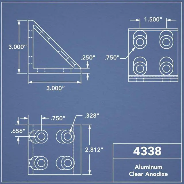 Alt view image 2 of 5 - 8020, 4338, 15 Series, 8 Hole Aluminum Inside Corner Gusset L Bracket for Extruded Aluminum Extrusion Heavy Duty Angle Bracket (Black Anodize, 10)