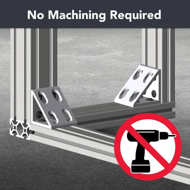 Alt view image 4 of 5 - 8020, 4338, 15 Series, 8 Hole Aluminum Inside Corner Gusset L Bracket for Extruded Aluminum Extrusion Heavy Duty Angle Bracket (Black Anodize, 10)