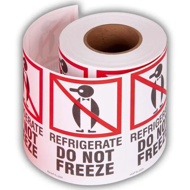 Alt view image 2 of 5 - 3" X 5" Refrigerate Do Not Freeze Safe Handling Stickers for Shipping and Packing - 500 Adhesive Labels Per Roll (10 Pack)