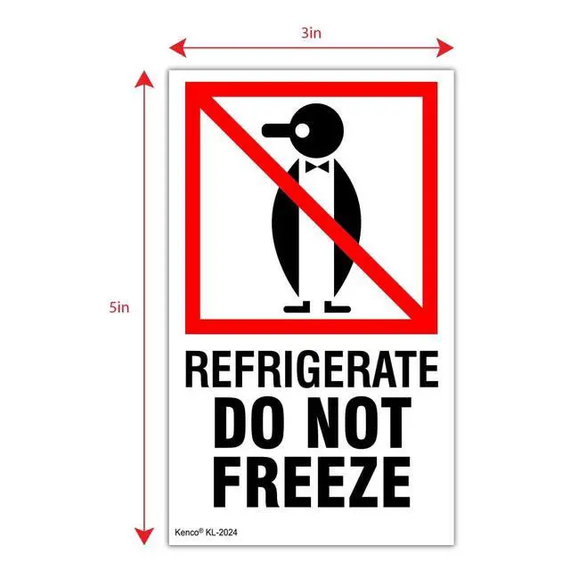Alt view image 3 of 5 - 3" X 5" Refrigerate Do Not Freeze Safe Handling Stickers for Shipping and Packing - 500 Adhesive Labels Per Roll (10 Pack)