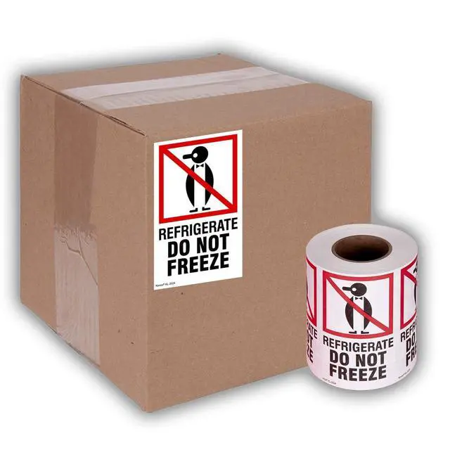 Alt view image 5 of 5 - 3" X 5" Refrigerate Do Not Freeze Safe Handling Stickers for Shipping and Packing - 500 Adhesive Labels Per Roll (10 Pack)