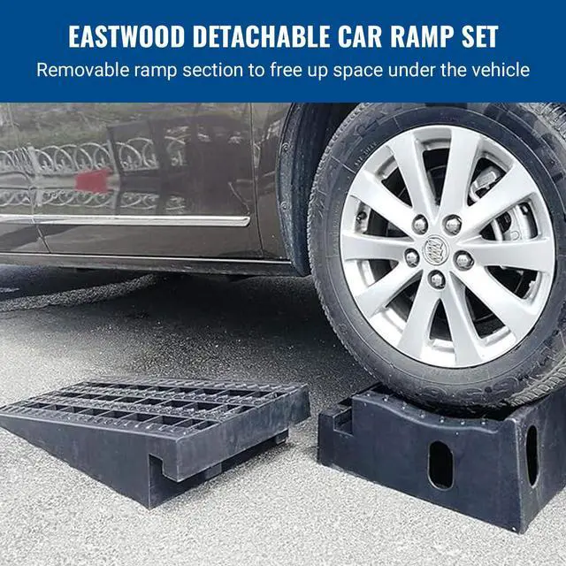 Alt view image 2 of 6 - Detachable Removable Poly Black Car Ramp Set with 3.6 Tons Load Rating