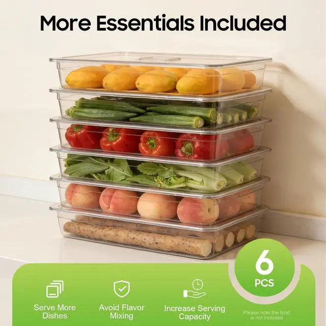 Alt view image 3 of 6 - 6 Pack Food Pans, 4 Inch Deep Clear Food Pan with Lids,Commercial Food Storage Containers for Restaurant, Hotel