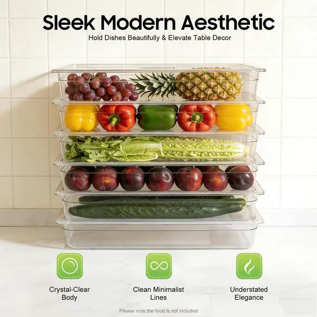 Alt view image 5 of 6 - 6 Pack Food Pans, 4 Inch Deep Clear Food Pan with Lids,Commercial Food Storage Containers for Restaurant, Hotel