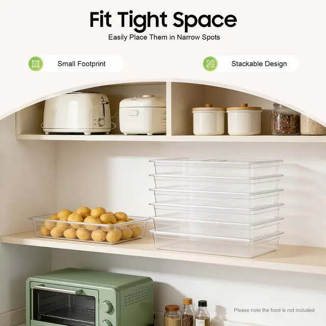 Alt view image 6 of 6 - 6 Pack Food Pans, 4 Inch Deep Clear Food Pan with Lids,Commercial Food Storage Containers for Restaurant, Hotel