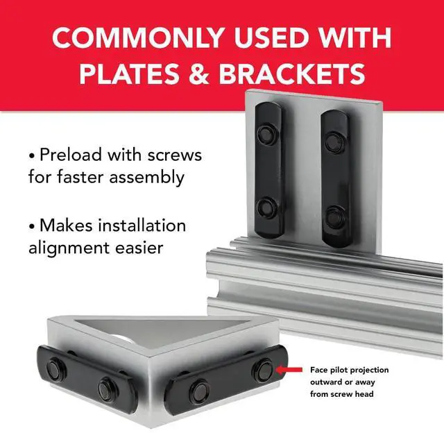 Alt view image 5 of 6 - 8020, 3279, 15 Series 5/16-18 Double Threaded Slide in Economy T-Nut Steel T-Slot Accessories for Aluminum Extrusion Hardware Nuts (100)