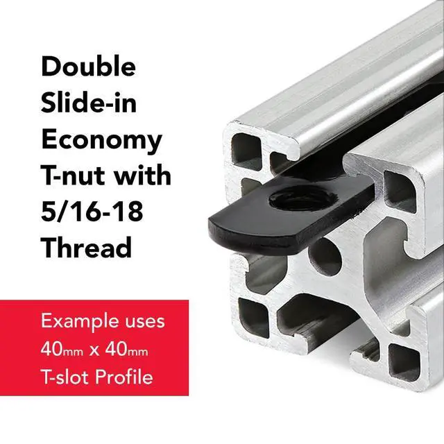 Alt view image 6 of 6 - 8020, 3279, 15 Series 5/16-18 Double Threaded Slide in Economy T-Nut Steel T-Slot Accessories for Aluminum Extrusion Hardware Nuts (100)