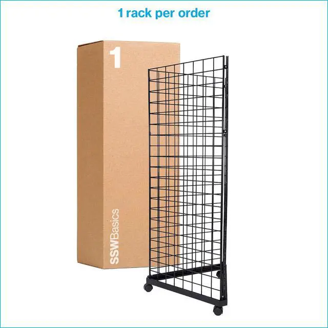 Alt view image 6 of 6 - Black Triangle Wire Grid and Grid Wall Tower with Base and Casters - Black Metal Display Stand with Grid Wall Panels - Durable Wire Grid Panels for Display - Sturdy Gridwall Panels for