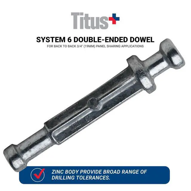 Alt view image 3 of 6 - 2500 Pack System 6 Double-Ended Dowel for Back to Back 3/4" (19mm) Panel Sharing Applications, 3/16" (5mm) Double Ended Push-in, Cam Lock Connectors for Furniture Cam Lock Fasteners, Zinc, R015