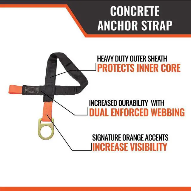 Alt view image 3 of 6 - 4-Foot Concrete Anchor Strap - Safety Straps for Mens and Womens Fall Protection, OSHA & ANSI Compliant (24 pk)