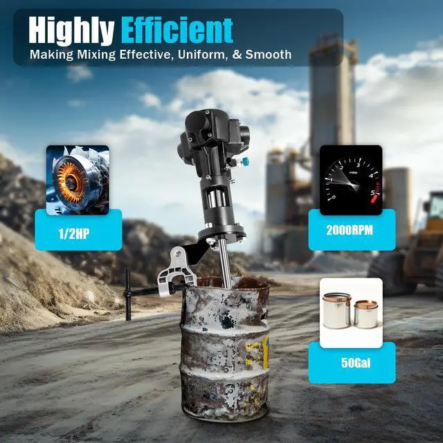 Alt view image 2 of 6 - 50 Gallon Pneumatic Automatic Paint Mixer Stainless Steel Pneumatic Mixer Paint Mixer Industrial Coating Ink Paint Mixer Air Agitator 1/2 HP 200L