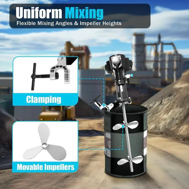 Alt view image 5 of 6 - 50 Gallon Pneumatic Automatic Paint Mixer Stainless Steel Pneumatic Mixer Paint Mixer Industrial Coating Ink Paint Mixer Air Agitator 1/2 HP 200L