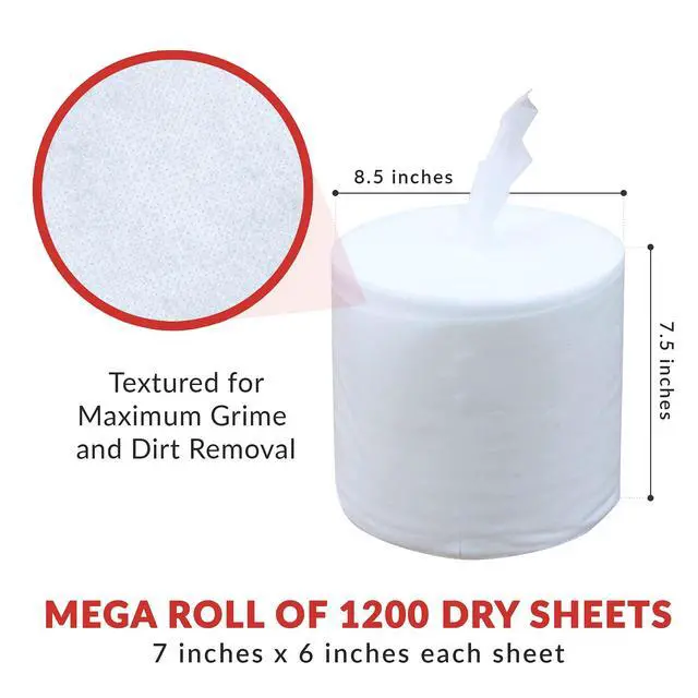 Alt view image 2 of 6 - Dry Wipe Kit: 7200 Wipes (7" x 6"): Make Your Own Wet Wipes Using Your Preferred Cleaning Solution: 6 Mega Rolls + 4 Dispensing Buckets