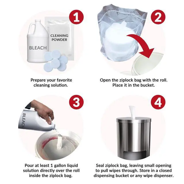 Alt view image 3 of 6 - Dry Wipe Kit: 7200 Wipes (7" x 6"): Make Your Own Wet Wipes Using Your Preferred Cleaning Solution: 6 Mega Rolls + 4 Dispensing Buckets