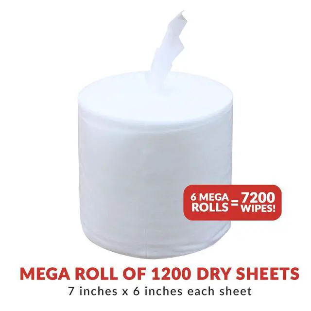 Alt view image 4 of 6 - Dry Wipe Kit: 7200 Wipes (7" x 6"): Make Your Own Wet Wipes Using Your Preferred Cleaning Solution: 6 Mega Rolls + 4 Dispensing Buckets