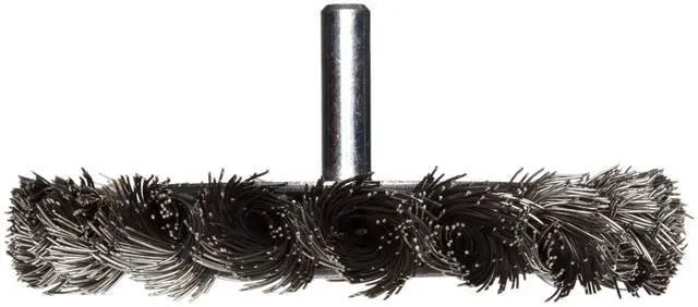 Alt view image 3 of 4 - 17681 3-1/4" Stem-Mounted Knot Wire Wheel,.014" Steel Fill, 1/4" Stem, Made in The USA (Pack of 5)