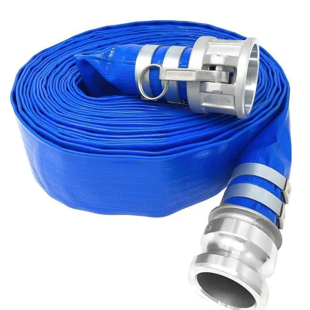 Alt view image 4 of 6 - 2" Pump Hose Kit, Includes 2 inch x 20 ft Green PVC Suction Hose, 2 inch x 50 ft Blue Lay Flat Discharge Hose, Plated Steel Suction Strainer and Two Additional Male Cam and Groove Adapters