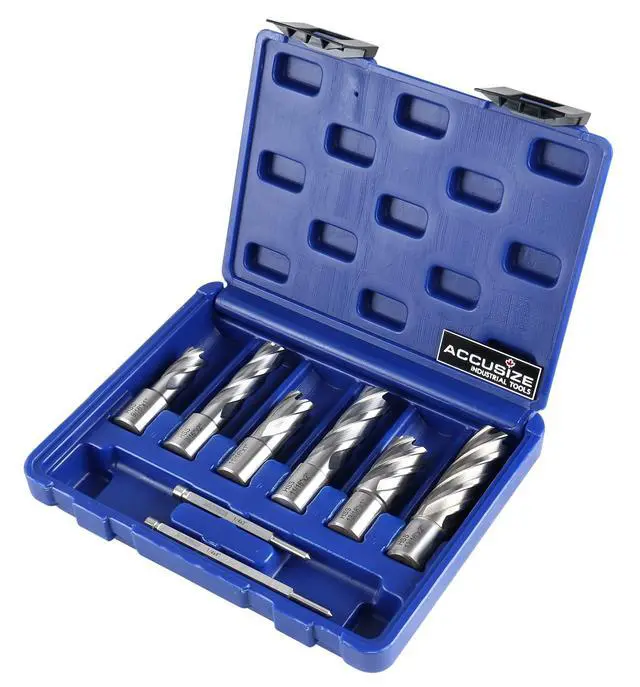 Alt view image 5 of 6 - Slugger Cutter Set, 9/16", 11/13", & 13/16" Cut Dia., 1" & 2" Cut Depth, 3/4" Weldon Shank, 2 Pilot Pins, 8 Pcs, 0519-0002 | 9/16", 11/16", 13/16" C.D.; 1" & 2" Cut Depth, 3/4" Weldon Shank, 8 Pcs