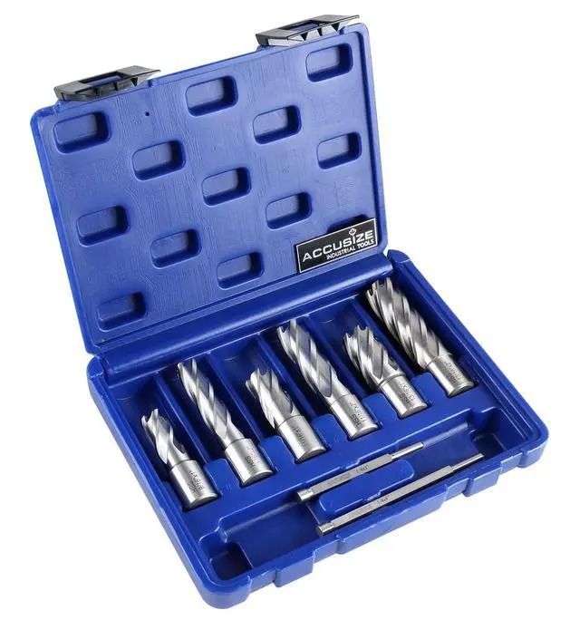 Alt view image 6 of 6 - Slugger Cutter Set, 9/16", 11/13", & 13/16" Cut Dia., 1" & 2" Cut Depth, 3/4" Weldon Shank, 2 Pilot Pins, 8 Pcs, 0519-0002 | 9/16", 11/16", 13/16" C.D.; 1" & 2" Cut Depth, 3/4" Weldon Shank, 8 Pcs