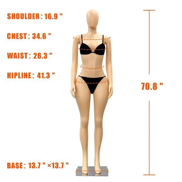 Alt view image 2 of 6 - Brazilian Style Female Mannequin Full Body Display Dress Form for Clothing, Retail Store & Photography Natural Skin Tone