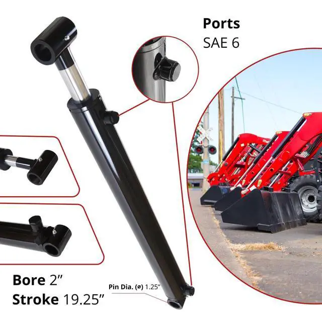 Alt view image 2 of 6 - Magister Hydraulic Cylinder 2" Bore x 19.25" Stroke, Loader Welded Hydraulic Ram with Cross Tube Ends, Double Acting Hydraulic Piston 3500 PSI (WLD 2x19.25)