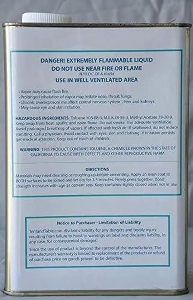Alt view image 6 of 6 - SX-69 Vinyl Cement Glue Industrial Quality and Comparable Strength to HH-66 (128-Ounces, 1 Gallon)