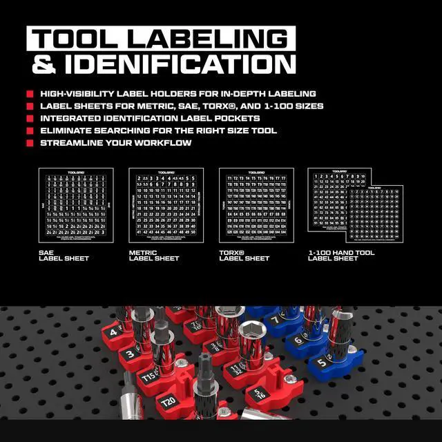 Alt view image 4 of 6 - Standard Tool Organizer Boards - Modular Wall Panel & Socket Organizer for Tools, Tool Kits & Home Improvement - 29 1/16" X 26 1/16" 2PK