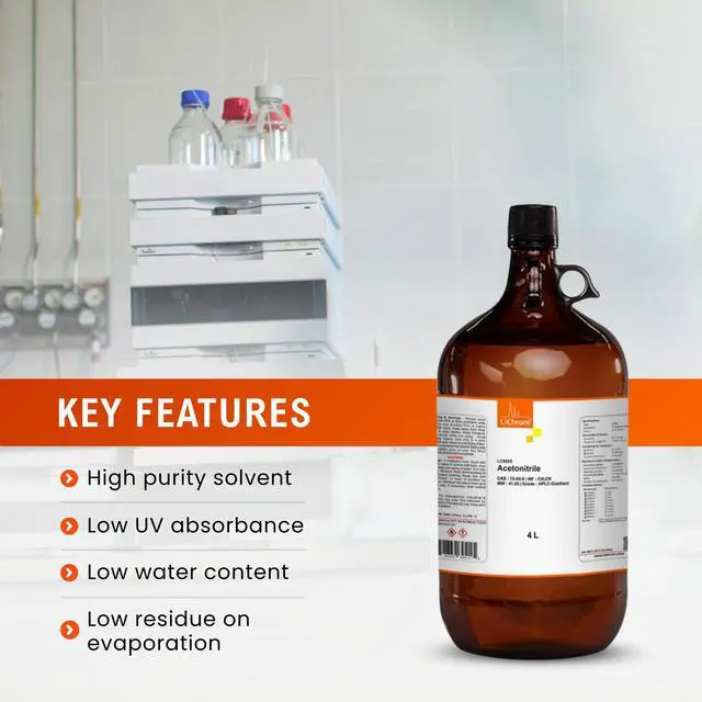 Main image of Acetonitrile, HPLC Gradient Grade, 99.9% Min, 4 Liter (via Ground Shipping only)