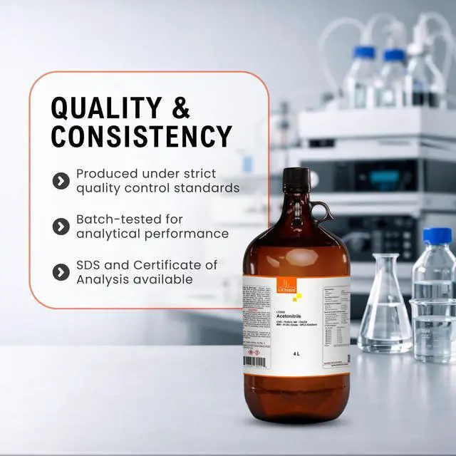 Alt view image 2 of 4 - Acetonitrile, HPLC Gradient Grade, 99.9% Min, 4 Liter (via Ground Shipping only)