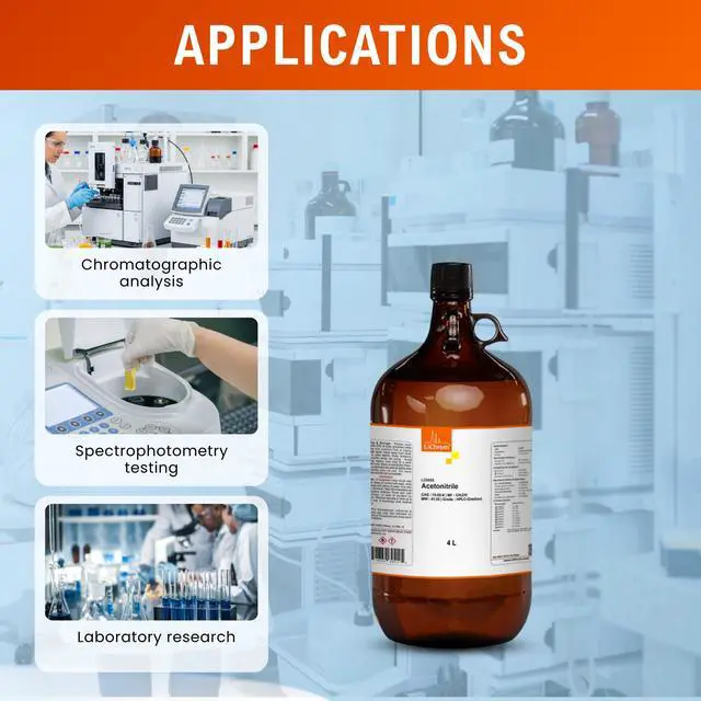 Alt view image 3 of 4 - Acetonitrile, HPLC Gradient Grade, 99.9% Min, 4 Liter (via Ground Shipping only)