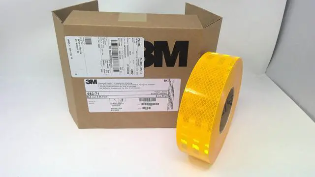 Alt view image 3 of 3 - 2" x 150' Foot Roll of 3M Diamond Grade Conspicuity School Bus Markings Yellow Reflective Safety Tape 983-71