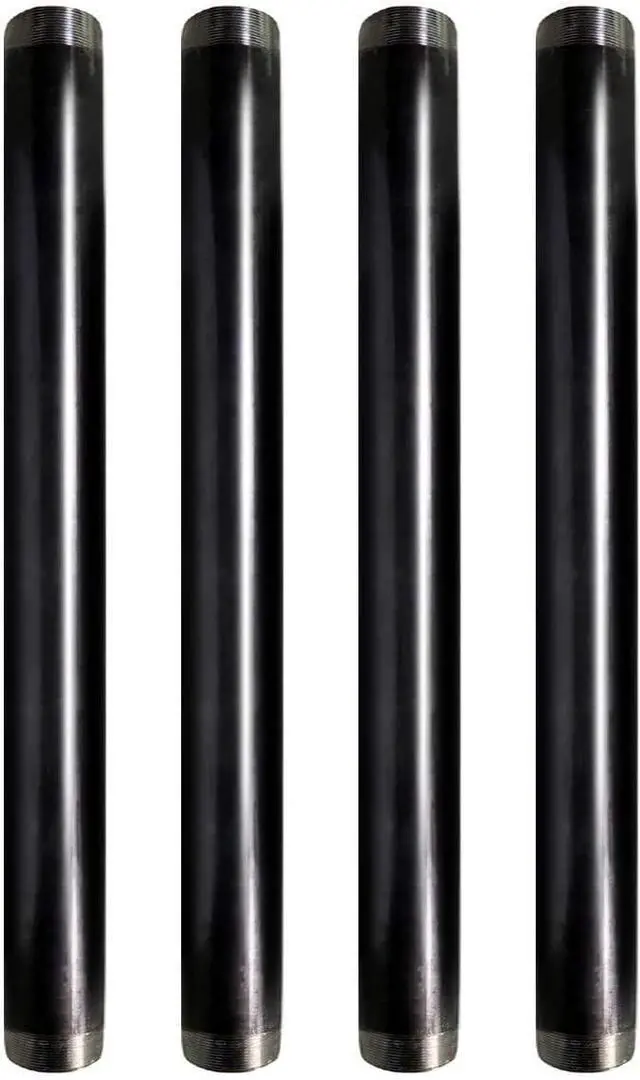 Main image of 3/4 x 72 Inch Steel Black Pipe (4-Pack), Heavy Duty Industrial Malleable Steel Pipes, 3/4" x 72" Pre Cut Threaded Nipple Connector For All DIY Furniture And Black Pipe Shelving