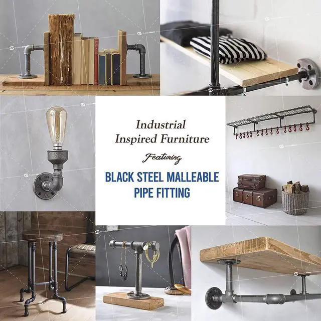 Alt view image 4 of 6 - 3/4 x 72 Inch Steel Black Pipe (4-Pack), Heavy Duty Industrial Malleable Steel Pipes, 3/4" x 72" Pre Cut Threaded Nipple Connector For All DIY Furniture And Black Pipe Shelving