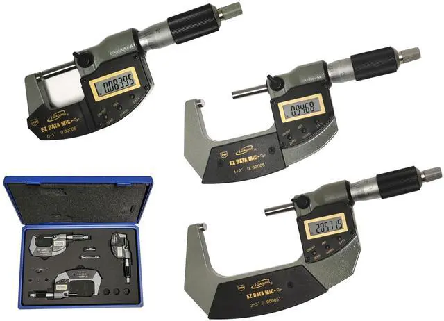 Main image of 0-3"/0-70mm Twin Force Friction and Ratchet Movement Digital Micrometer, IP65 Protective Rate, 3 Pieces Set, 35-065-U33