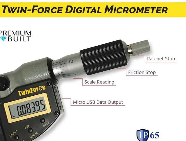 Alt view image 2 of 6 - 0-3"/0-70mm Twin Force Friction and Ratchet Movement Digital Micrometer, IP65 Protective Rate, 3 Pieces Set, 35-065-U33