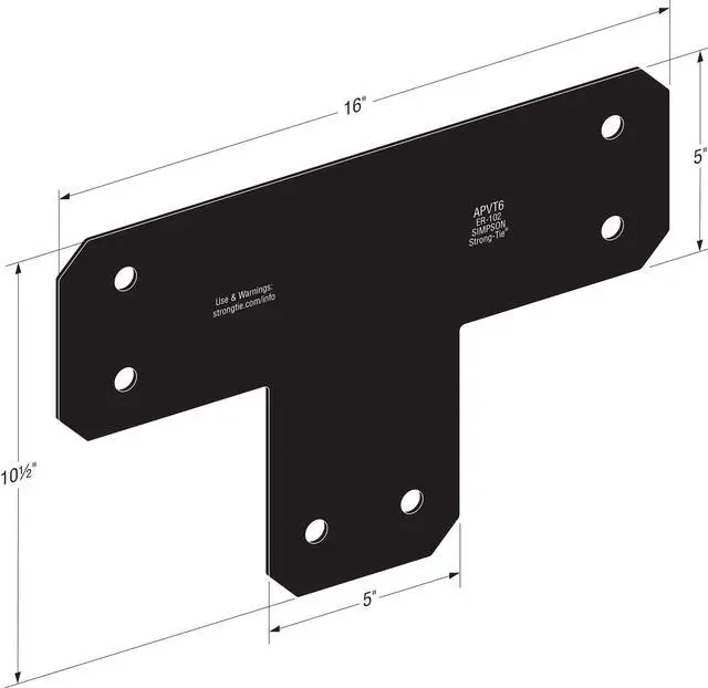 Alt view image 5 of 6 - APVT6 Outdoor Accents® Avant Collection ZMAX®, Black Powder-Coated T Strap for 6x6 (Pack of 8)