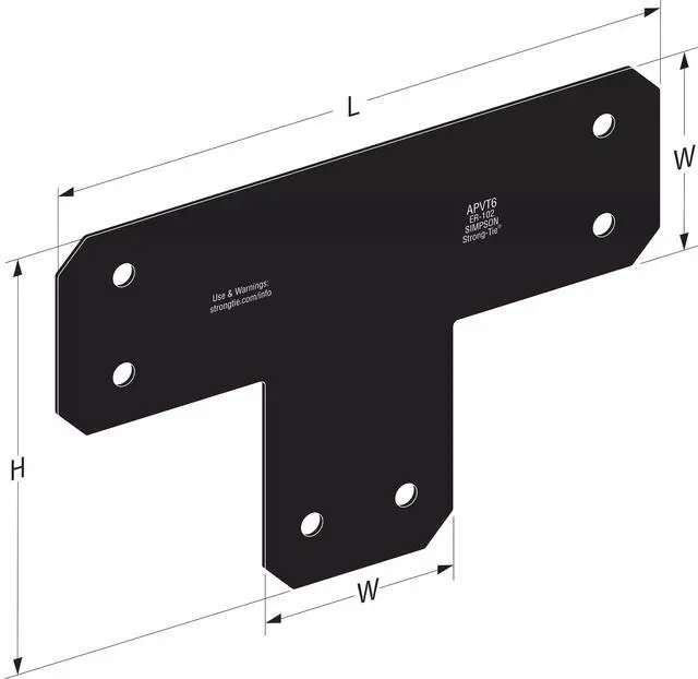 Alt view image 6 of 6 - APVT6 Outdoor Accents® Avant Collection ZMAX®, Black Powder-Coated T Strap for 6x6 (Pack of 8)