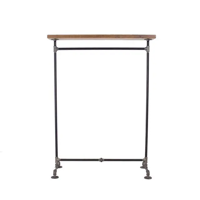 Alt view image 2 of 6 - Industrial Pipe Clothing Rack with Solid Wood Top Shelf, Black, 43" W x 64" H x 17" D