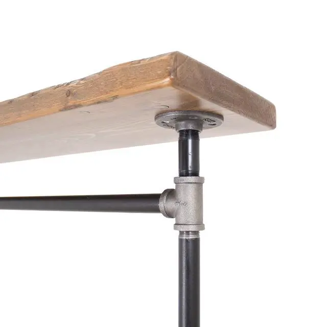 Alt view image 6 of 6 - Industrial Pipe Clothing Rack with Solid Wood Top Shelf, Black, 43" W x 64" H x 17" D